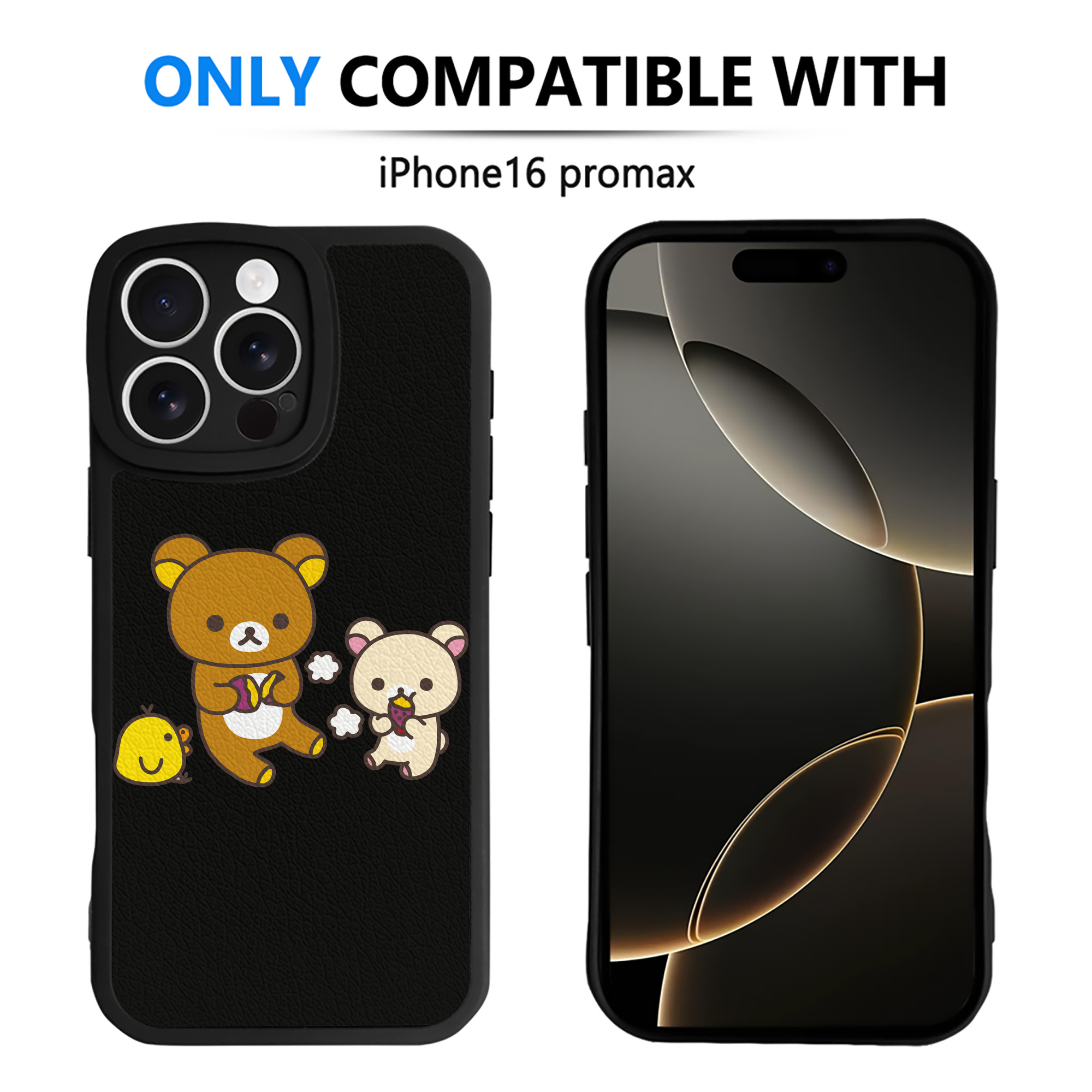 （画像用） リラックマ リラックマ キイロイトリ Rilakkuma Korilakkuma Kiiroitori 【iPhone 16シリーズ対応】シリコンスマホケース（レザー調） 材質：シリコン